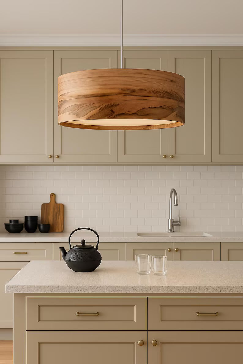 Wood Pendant Light, Ceiling Lamp, Dining Room Lighting, Wood Chandelier, Minimalistic Decor