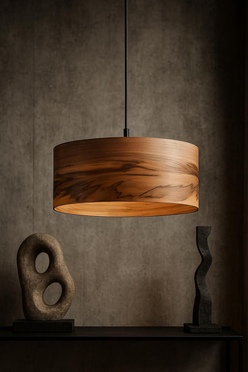Wood Pendant Light, Ceiling Lamp, Dining Room Lighting, Wood Chandelier, Minimalistic Decor